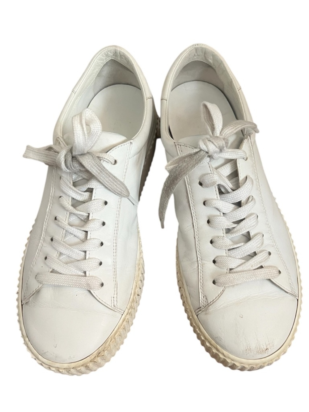 M. Gemi Palestra Alta White Leather Platform Sneakers 8.5